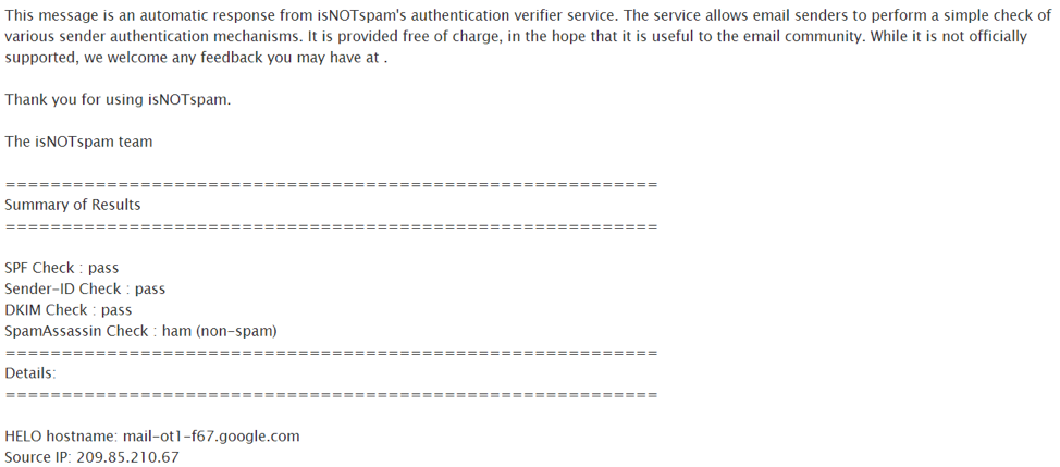 IsnotSPAM subject line tester