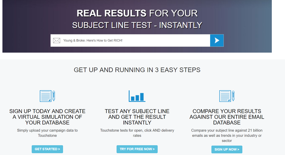 Touchstone Email Subject Line Tester